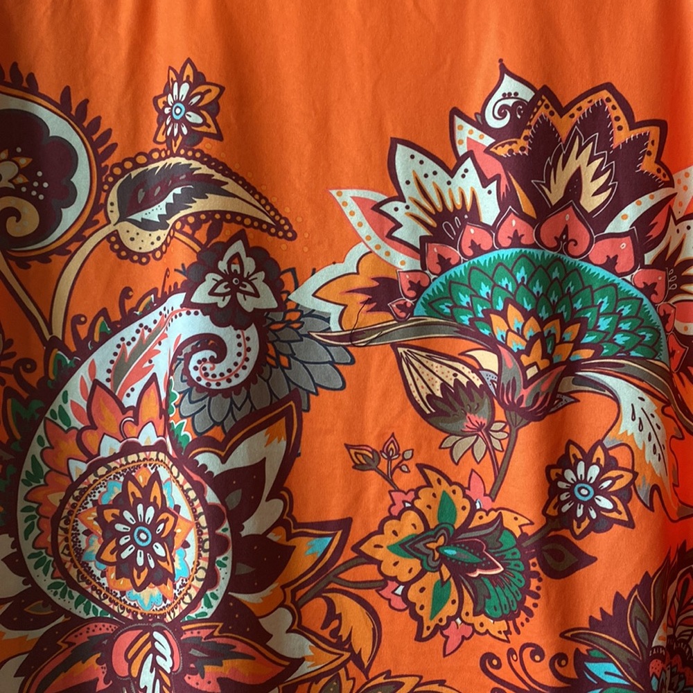 NWOT Orange Floral Scoop Neck Top - Picture 4 of 10
